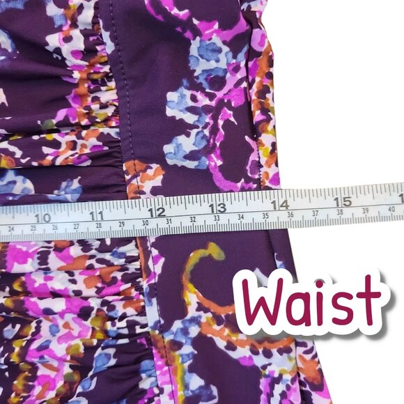 Miraclesuit One Piece size 12/14 Plum Paisley Ruched Tummy control Swimsuit - Picture 12 of 14